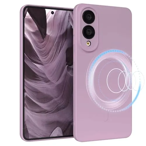 EAZY CASE - Silikonhülle magnetisch für Galaxy S25 Edge Hülle Silikon Violett weich stoßfeste Magnet Handyhülle Schutzhülle mit Kameraschutz Dünn Schutz Cover TPU Bumper in Pastell Flieder