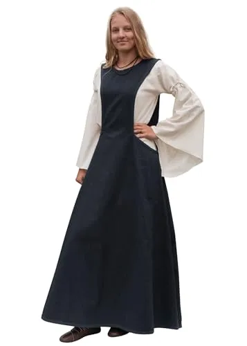 Battle-Merchant Mittelalter Überkleid Surcot Andra für Damen aus Canvas - Freizeitkleid für Damen, aus robustem Segeltuch Baumwolle, ideal für LARP, Fasching und Karneval. Hochwertige Verarbeitung für optimalen Tragekomfort im Frühjahr und Herbst.