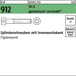 Zylinderschraube DIN 912 M 8x60, Stahl 10.9 - Eisenwaren - Hochfeste Zylinderschraube mit Innensechskant, ideal für anspruchsvolle Anwendungen mit hoher Zugfestigkeit und zuverlässiger Verbindung.