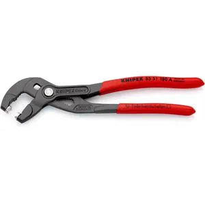 KNIPEX Federbandschellenzange 85 51 180 A - 180 mm, drehbare Greifeinsätze für sicheren Griff und einfache Handhabung unter beengten Verhältnissen
