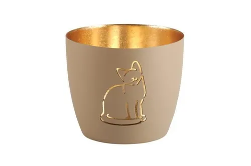 Madras, Windlicht, M,  Katze , sandstone/gold , 1121504029