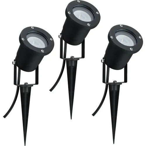 PLM 98897 - LED Gartenstrahler, 3er Set, IP65, warmweiß - LED Gartenstrahler Set aus 3 Leuchten, IP65 strahlwassergeschützt, ideal für die stimmungsvolle Beleuchtung von Garten, Terrasse und Fassaden. Inklusive wechselbarer Leuchtmittel für warmweißes Licht.