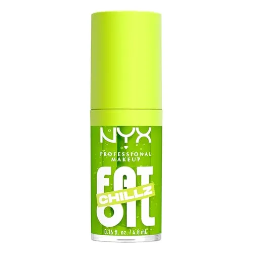 NYX Professional Makeup Fat Oil Chillz, Kiwi Freezie – eisig schimmernder Lipgloss mit kühlendem Effekt auf den Lippen, 4.8 ml