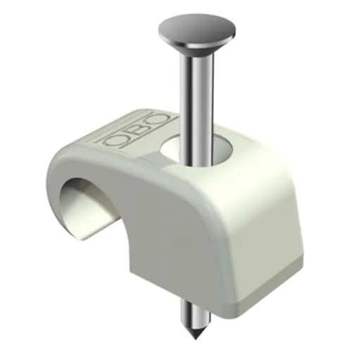 Stück OBO Haftclip mit Nagel, lichtgrau, 2x25 mm, für Kabel-Ø 10-14 mm, VPE 100 Stück 100