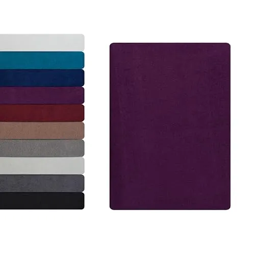 Frottee Spannbettlaken Spannbetttuch 90 - 100 x 200 cm, Bettlaken 80% Baumwolle - 20% Polyester, Kuschelig Weich und Warm, Matratzen bis 23-25 cm, OEKO-TEX MADE IN GREEN, Aubergine