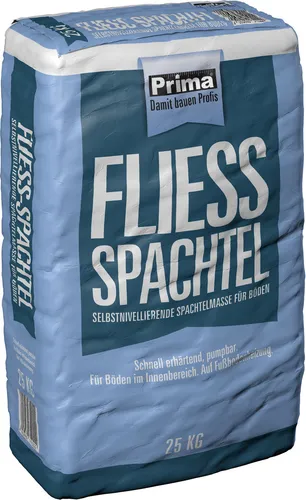 Prima Fliess-Spachtel 25 kg - Selbstnivellierende Ausgleichsmasse - Fugenabdichtungen: Schnellerhärtende, selbstverlaufende Masse zur Egalisierung unebener Böden bis 30 mm, ideal für schnelle Renovierungen und Vorbereitung für Fliesenarbeiten.