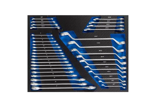 TRUTZHOLM Werkzeugset Profi Werkstattwagen 35 tlg. - Ringschlüssel & Maulschlüssel - Werkzeug-Sets für den gewerblichen Einsatz, robust und ideal für enge Stellen. Enthält 35 hochwertige Chrom-Vanadium-Stahl Schlüssel für jeden Bedarf in Industrie und Handwerk.