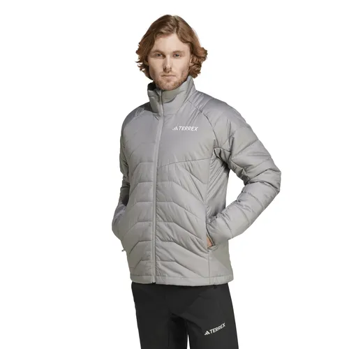 adidas Isolationsjacke Terrex Multi Insulated - Graue Wanderjacke für Herren, Größe S - Funktionsjacken mit Synthetik-Isolation für optimalen Komfort bei Kälte, wasserabweisend und individuell anpassbar durch Kordelzug.