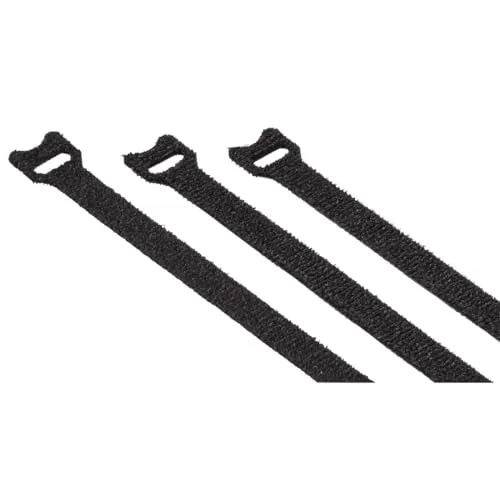 Klett-Kabelbinder, wiederverwendbar, 10 x 125 mm, Schwarz, 20 Stück