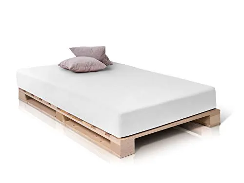 PALETTI Palettenbett 90 x 200 cm - Massivholzbett aus Fichte, Made in Germany, mit 11 stabilen Leisten für optimalen Schlafkomfort und ein modernes, rustikales Design.