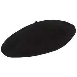 Elosegui Original Französische Baskenmütze Barett aus 100% Merino-Wolle Schwarz