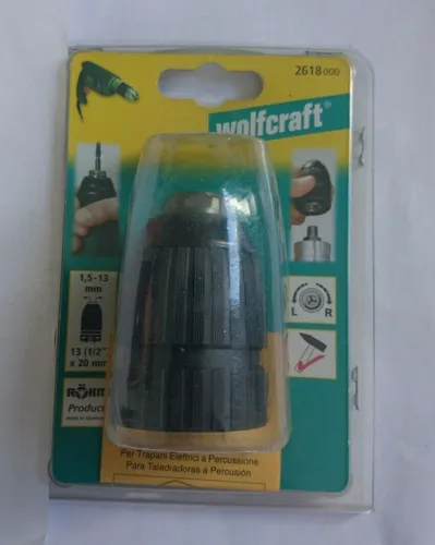 Wolfcraft Schnellspann-Bohrfutter 2618000 - Schlagbohrfest - Bohrfutter für schnelle Werkzeugwechsel, Spannweite von 1,5-13mm, ideal für präzises Arbeiten in der Werkstatt