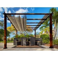 Paragon Outdoor USA Pavillon Florida/Florenz - Pavillon in robuster Aluminiumkonstruktion mit täuschend echter Holzoptik. Wartungsfrei und langlebig, inklusive UV-beständigem Sonnensegel für flexiblen Sonnenschutz.