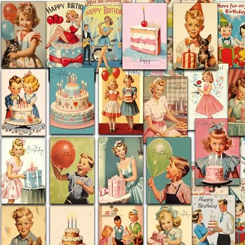 the lazy panda card company 36er Set lustige Retro Geburtstagskarten – Glückwunsch- & Postkarten zum Geburtstag – Happy Birthday Karten im Postkarten-Set – Männer Frauen