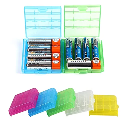 HOMEJOY 6 Stück Hartplastik Batterie Aufbewahrungskoffer Batterie Organizer für AA und AAA Batterien und wiederaufladbare Batterien