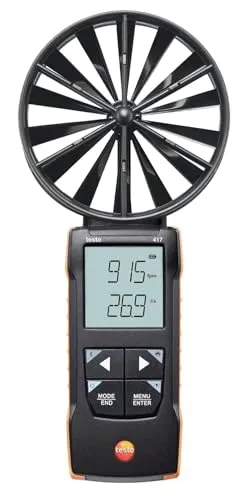 Testo Anemometer 0563 0417 – Flügelrad mit App-Funktion - Werkstatt Messgerät zur präzisen Messung von Luftströmung, Volumenstrom und Temperatur. Ideal für HVAC-Anlagen und Outdoor-Aktivitäten, mit Bluetooth für einfache Datenübertragung auf Smartphone.