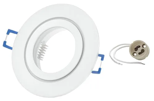 Sweet Led Einbaurahmen inkl. GU10 Fassung 230V IP44 Einbauleuchten-Rahmen Aluminium Einbauspots fürs Bad Möbelleuchten downlight spot – rund, Weiß