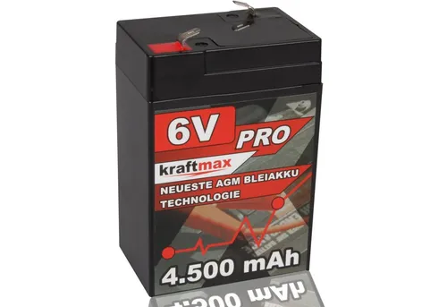 kraftmax Industrial Pro Bleiakku [ 6V / 4,5Ah ] AGM Hochleistungs- Blei Akku Bleiakkus