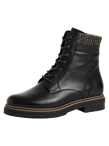 Tamaris Damen Stiefel Leder schwarz 42 - Wanderschuhe mit gemütlichem Touchit-Fußbett für individuellen Komfort und modernem Blockabsatz für Stabilität. Praktischer Reißverschluss und gestricktes Futter sorgen für schnelles An- und Ausziehen sowie wohlige Wärme.