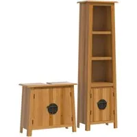 2-tlg. Badmöbel-Set Massivholz Kiefer - Vintage-Look - Badmöbel-Set aus massivem Kiefernholz, bietet reichlich Stauraum und verleiht deinem Badezimmer einen rustikalen Vintage-Look. Jedes Stück ist ein Unikat!