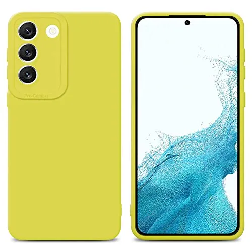 Cadorabo Hülle kompatibel mit Samsung Galaxy S22 Schutzhülle TPU Silikon Case Liquid Design mit Kameraschutz Slim Kratzfest Weiche Gummi mit Rundumschutz Case Hülle für Galaxy S22 in Gelb