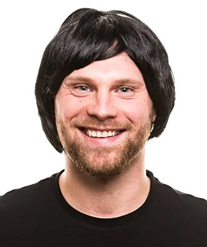 Männer Kurzhaar Perücke Herren Jungen schwarz kurzhaarig