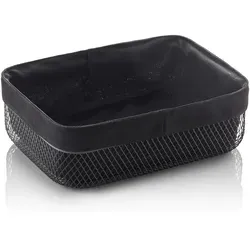 WAS Germany - Korb, 27 x 20 x 8,5 cm, schwarz pulverbeschichtet, Metall, Baumwolle