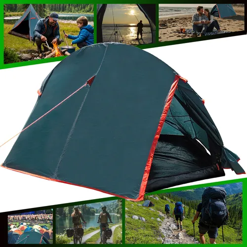 Trekkingzelt Outdoor Hiking Kuppelzelt Einstab Campingzelt 1 - 2 Personen 3000WS