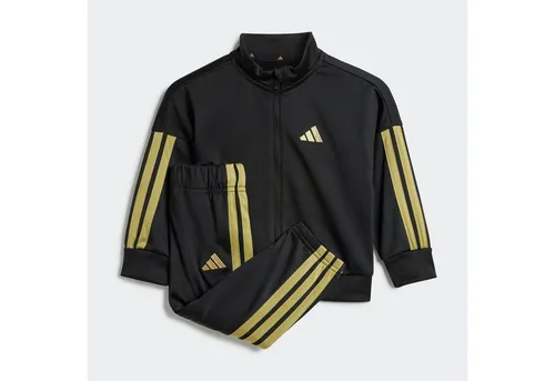 adidas Sportswear Trainingsanzug I 3S TR TS 205 (2-tlg) schwarz 80 - Sportlicher Trainingsanzug für Kinder, ideal zum Laufen, aus 100% Polyester, maschinenwaschbar und in stylischem Schwarz mit Gold Metallic Akzenten.