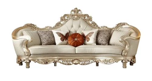 Klassisches 4-Sitzer Designer Ledersofa in Beige - Elegantes 4-Sitzer Sofa für stilvolle Wohnzimmer, aus hochwertigem Leder, mit komfortabler Polsterung und klassischem Design. Ideal für entspannte Stunden mit Familie und Freunden.