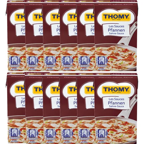 THOMY Les Sauces Pfannen Sahne Sauce 250ml - 12er Pack - Vielseitige, cremige Sauce für Fleischgerichte, ideal zum Verfeinern und Abschmecken. Praktische 12er Packung für den täglichen Gebrauch in der Küche.