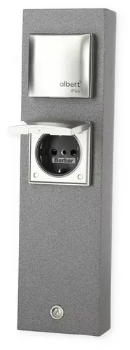 Produktbild Albert Steckdosensäule 2-fach IP 44 aus Aluminium
