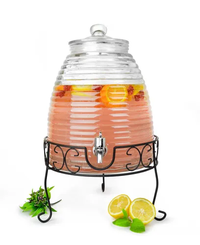 XXL Getränkespender 9 Liter mit Zapfhahn - Krüge & Kannen – Perfekt für Partys, dieser 9-Liter Getränkespender aus klarem Glas ist ideal, um Erfrischungen stilvoll zu präsentieren.