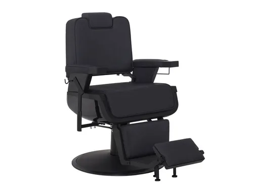 Barberpub Friseurstuhl 3823 - Schwarz, drehbar & höhenverstellbar - Stuhl für Friseure, drehbar und stufenlos höhenverstellbar mit komfortabler Kopfstütze, ideal für Fliesen- und Laminatböden.