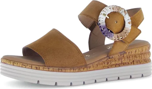Gabor Sandalen Plat - Cognac - Größe 7 - Elegante Keilsandaletten für Damen in stilvollem Braun. Ideal für den Sommer, die Gabor Sandalen bieten Komfort und eine modische Note für jeden Anlass.