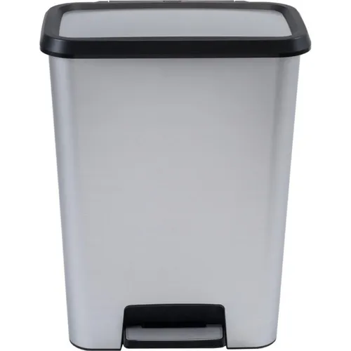 Curver Compatta 50l Treteimer: Eleganter Pedal-Mülleimer aus 80% recyceltem Kunststoff - Haushaltszubehör mit 50l Fassungsvermögen, rutschfesten Gummifüßen und einem innovativen Deckelsystem für eine saubere Umgebung.