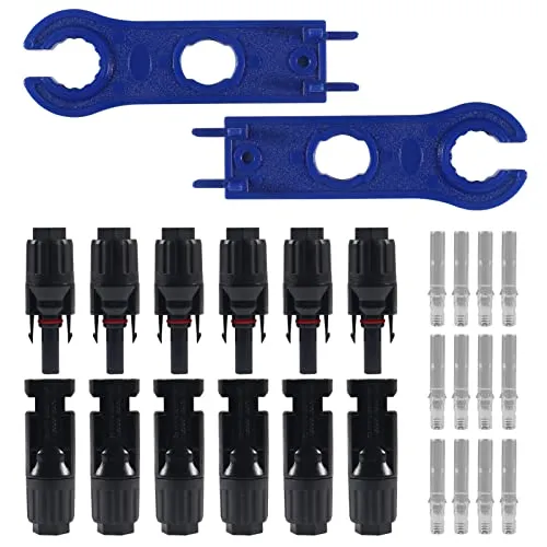 AITRIP 6 Paar Solarsteckverbinder, Solarsteckverbinder Stecker/Buchse IP67 Wasserdichte Solarpanel-Kabelstecker mit Schraubenschlüsseln