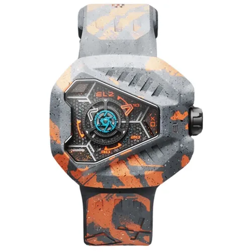The ElectricianZ XO The Lunar Swiss Quarz Gummi PVD Neon Orange Herren Uhr