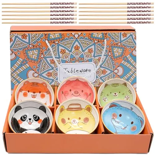 YHSKJCD Müslischalen 6er Set, 300 ml Müsli Schüssel, Spülmaschinen- und Mikrowellenfest - Kleine - Bunt Schale Schüssel aus Porzellan für Müsli, Ramen, Suppe, Salat, Nudeln, Porridge