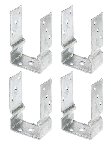 Alberts U-Pfostenträger, Set mit 4 Stück, feuerverzinkt, lichte Breite 91 mm - Robuste Pfostenträger für sichere Bodenverankerung - Verlängern die Lebensdauer von Holzpfosten und sorgen für stabilen Halt bei Holzbauwerken.