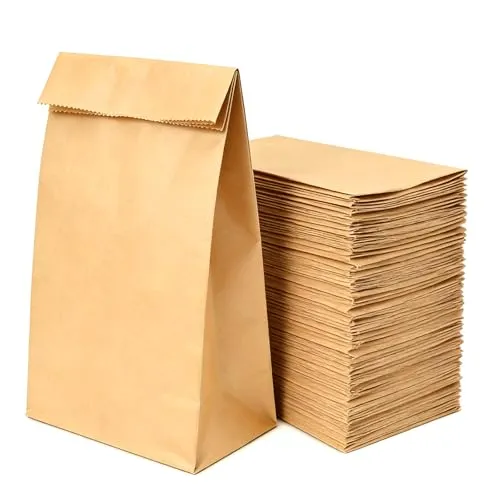 Stück braune Beutel, 11x6x20 cm Kraftpapiertüten, Kraftpapier Brottüten, Geschenktüten Papier, für Weihnachten Geburtstagsparty Kindergeburtstag, DIY Adventskalender, Ostern, Weihnachten 100