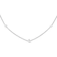 CAÏ Kette mit Anhänger 925 Sterling Silber - Sonne, Mond und Stern - Elegante Kette aus rhodiniertem 925 Sterling Silber, 39+5 cm lang, mit glänzendem Anhänger in Form von Sonne, Mond und Stern – das perfekte Schmuckstück für jeden Anlass.