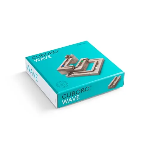 CUBORO Wave – Erweiterungsset für Kugelbahn ab 4 Jahren | 22 Holzelemente & 3 Glaskugeln | Kompatibel mit CUBORO Starter Sets | Lernspielzeug aus Holz | Swiss Made