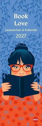 Book Love Lesezeichen & Kalender 2027: Die perfekte kleine Aufmerksamkeit zu Weihnachten oder in der Adventszeit für alle, die das Lesen lieben. Hochformat, 6 x 18 cm
