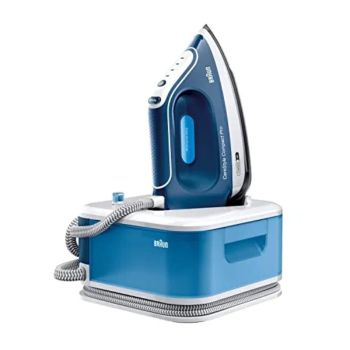 Braun CareStyle Compact Pro IS 2565 BL Dampfbügelstation - 2400 W mit FreeGlide 3D Bügelsohle - Dampfbügelstation mit 6,5 bar Pumpendruck und 430 g/min Dampfstoß für faltenfreie Kleidung. Icare-Technologie schützt alle Stoffe, kompakt und leicht zu verstauen.