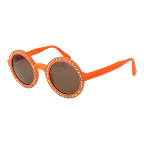 Andy Wolf Sonnenbrille Wonder E 46 Unisex - Stilvolle Unisex-Sonnenbrille mit 100% UV-Schutz. Ideal für sonnige Tage, bietet sie Komfort und einen modernen Look mit orangefarbenem Rahmen und braunen Gläsern.