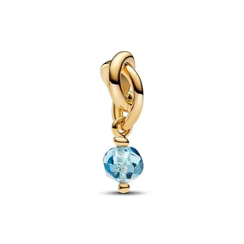 PANDORA Moments Facettierter aquablauer Ewigkeitskreis Charm-Anhänger - Bead Charms für Damen, mit einem einzigartigen aquablauen Kristall und vergoldeter Metalllegierung, symbolisiert die Ewigkeit und ist perfekt für Pandora Moments Armbänder.