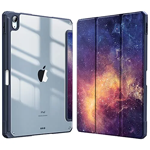 Fintie Hybrid Hülle für iPad Air 11 Zoll M4/M3/M2 (2026/2025/2024), iPad Air 5./4. Gen (2022/2020) 10,9 Zoll, mit Stifthalter, stoßfeste Schutzhülle mit transparenter Hartschale, Galaxie