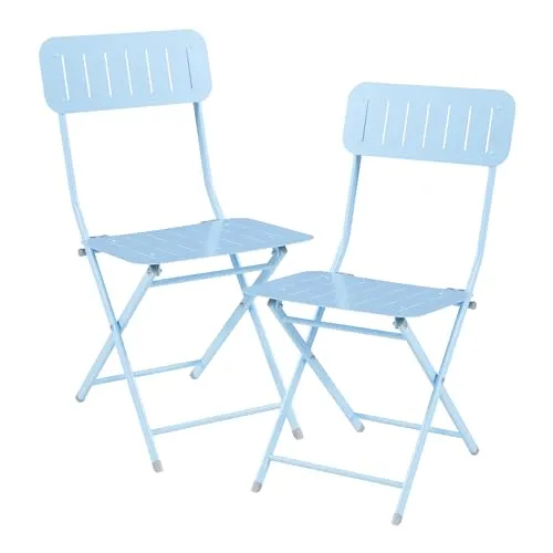 [en.casa] Klappstuhl Sande 2er Set - Himmelblau - Camping-Möbel, wetterbeständig und bis 110 kg belastbar, ideal für Garten, Balkon oder Picknick.