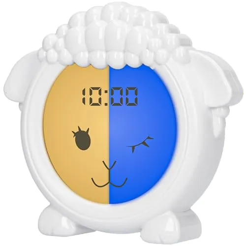 DAILY LOGIX Schlaftrainer, Schaf, Lernwecker für Kinder, LED-Kinderwecker, Lernwecker, Einschlafen und Aufwachen Lernen, Nachtlicht